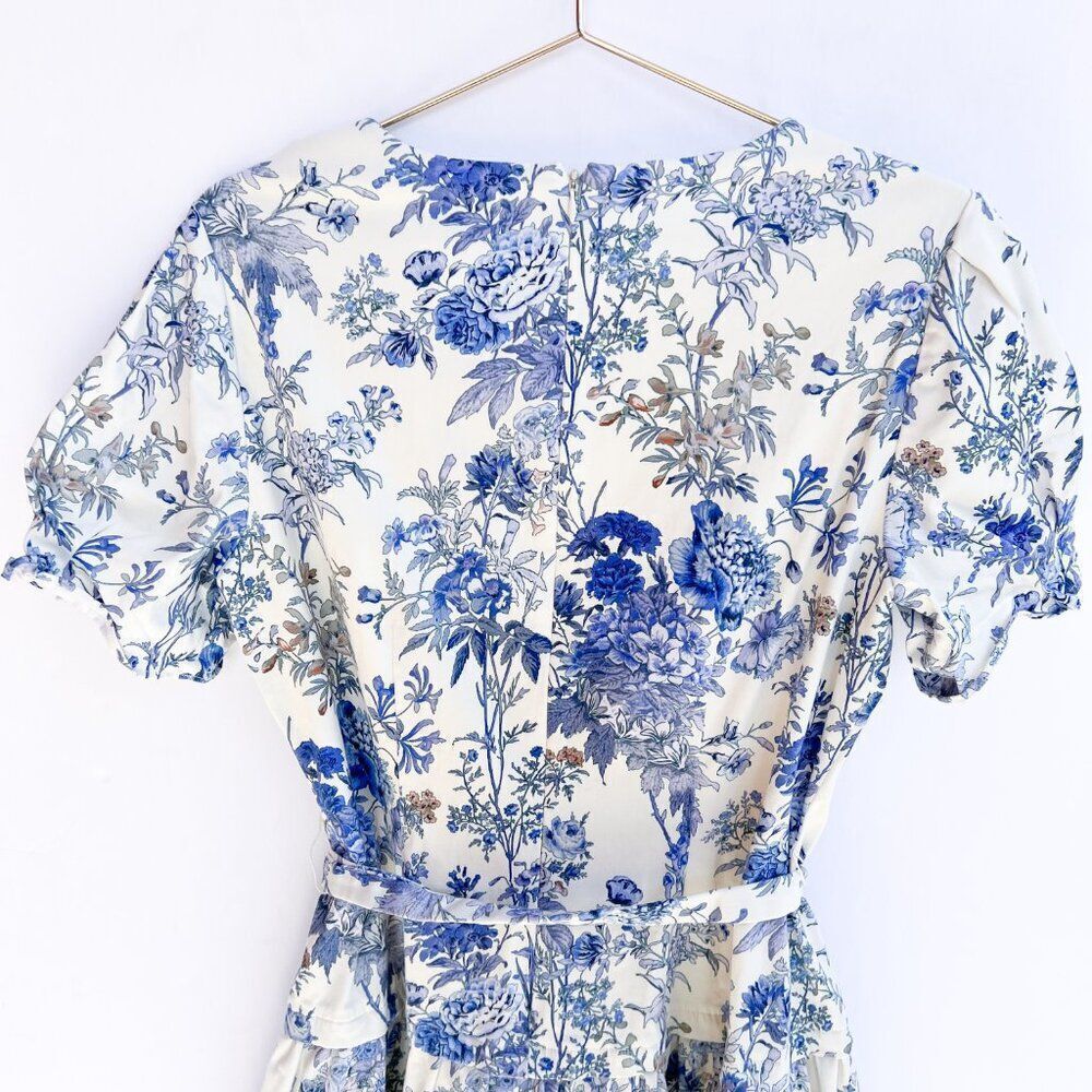 Antonio Melani Jessie Blue Skies White Floral Short Sleeve Drop Waist Dress 14 - Picture 11 of 12